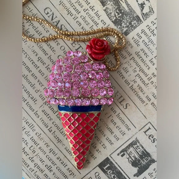 Betsey Johnson Ice Cream Cone Statement Necklace - Picture 2 of 5
